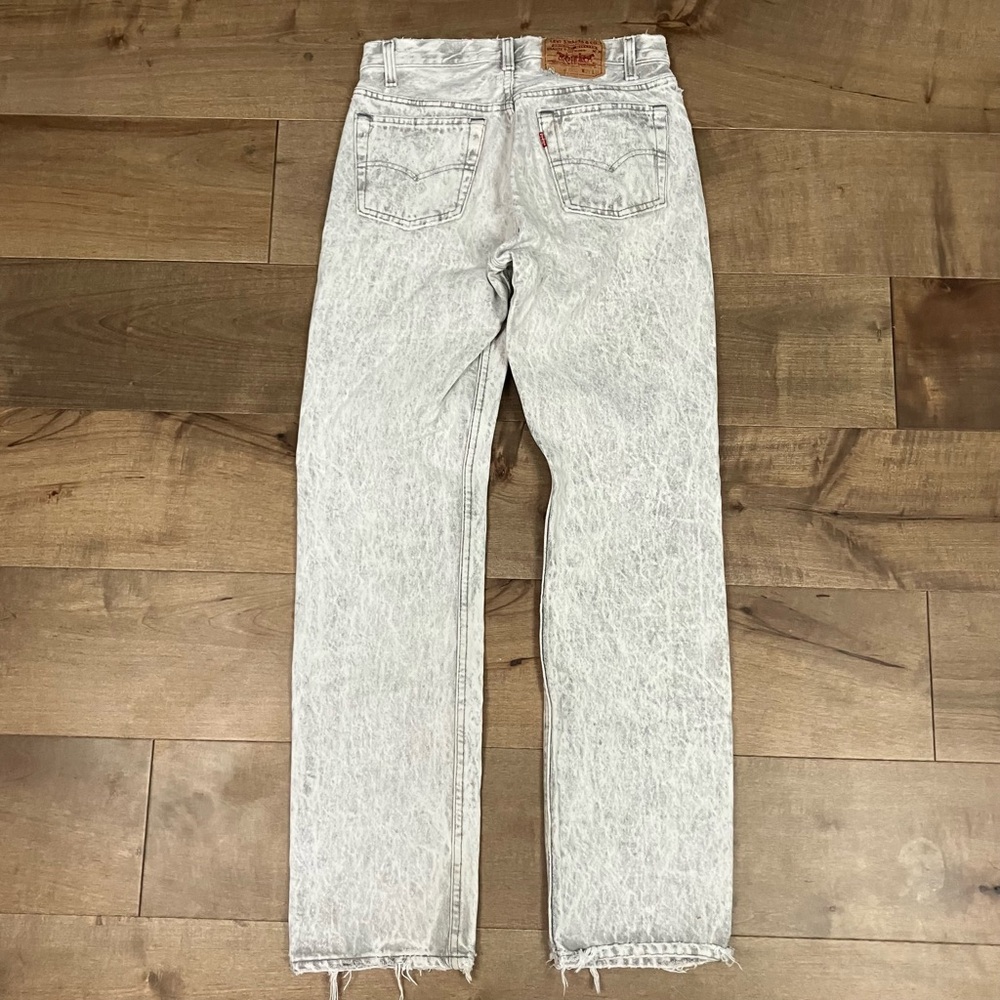 Vintage Levi’s Women’s 501 27x31 (tag 29x32) Gray White Denim Jeans Button Fly - Picture 2 of 15